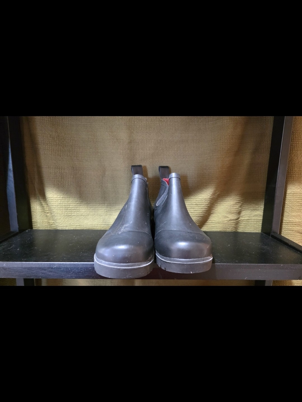 Polo by Ralph Lauren Black Chelsea Rain Ankle Boots with Red Heel Tab